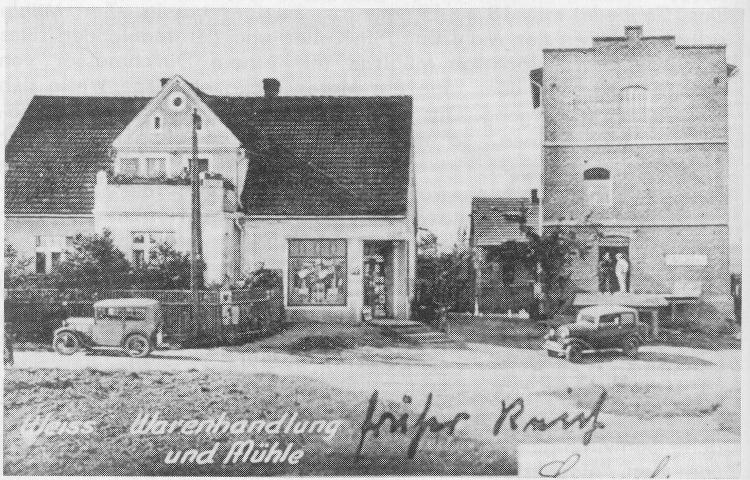Fellmann-Mühle und Kaufladen (früher Reich) in den 1930er Jahren